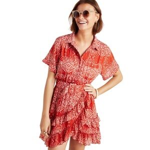 Melbourne Ruffle Printed Mini Shirt Dress
